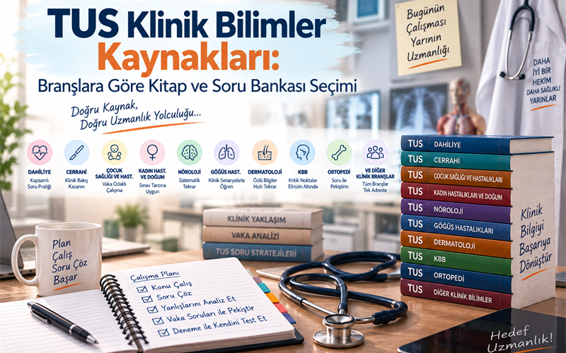 TUS Klinik Bilimler Kaynakları: Branşlara Göre Kitap ve Soru Bankası Seçimi