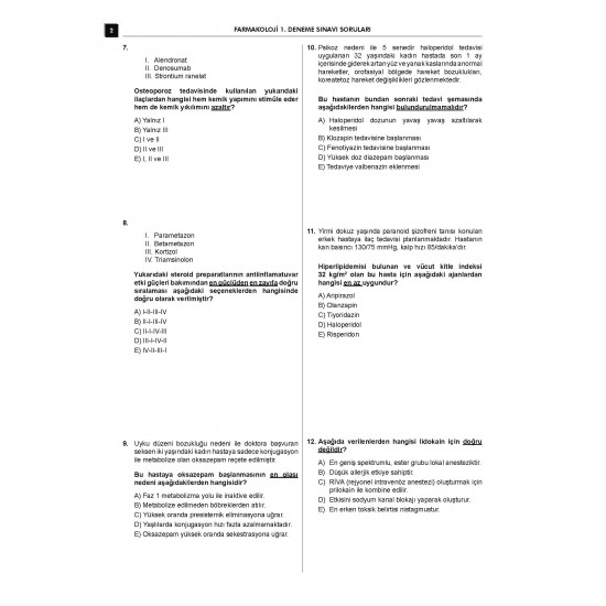 24 Açıklamalı Deneme Serisi - Farmakoloji