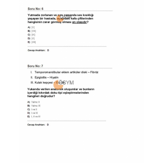 DUS SORULARI - ÖSYM'nin Orijinal 2019