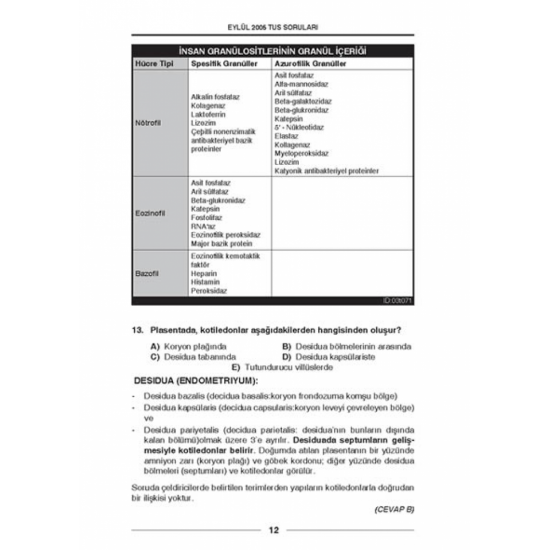 Eylül 2005 Açıklamalı Tus Soruları Eylül 2005 Açıklamalı Tus Soruları