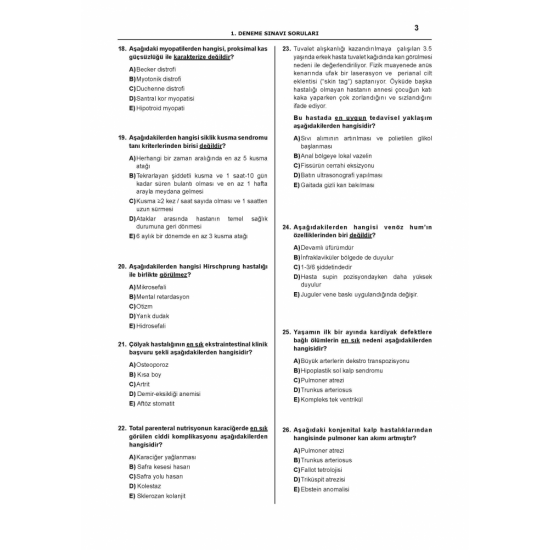 YDUS AÇKLM.10 DENEME SINAVLARI - PEDİATRİ YDUS AÇKLM.10 DENEME SINAVLARI - PEDİATRİ