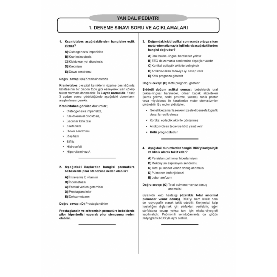 YDUS AÇKLM.10 DENEME SINAVLARI - PEDİATRİ YDUS AÇKLM.10 DENEME SINAVLARI - PEDİATRİ
