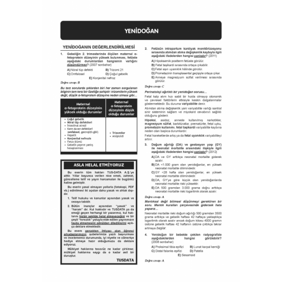 YDUS ÇIKMIŞ SORULARI ( 6.Baskı ) PEDİATRİ YDUS ÇIKMIŞ SORULARI ( 6.Baskı ) PEDİATRİ