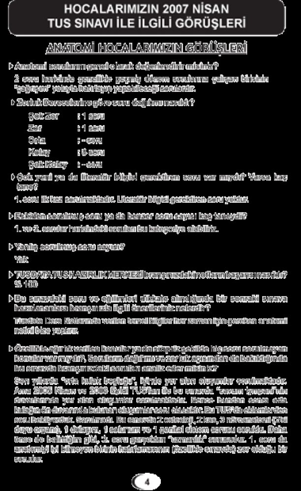 Nisan 2007 Açıklamalı Tus Soruları Nisan 2007 Açıklamalı Tus Soruları