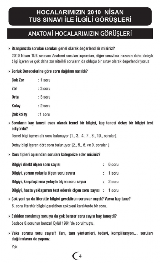 Nisan 2010 Açıklamalı Tus Soruları Nisan 2010 Açıklamalı Tus Soruları